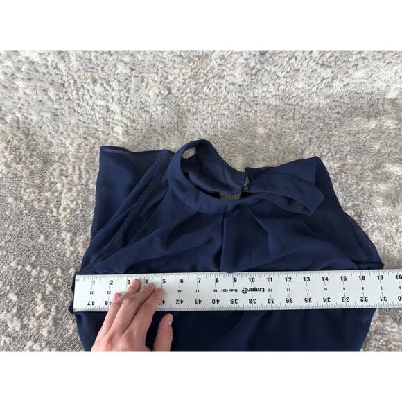 Emerald Sundae Size M Geometric Striped Cutout Sleeveless Mini Sheath Dress Navy - Picture 5 of 10